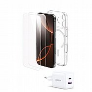 באנדל מטען קיר 30W + כיסוי MAGSAFE + זוג מגני מסך זכוכית UGREEN יו-גרין דגם LP794 25932 באנדל מטען קיר 30W + כיסוי MAGSAFE + זוג מגני מסך זכוכית UGREEN יו-גרין דגם LP794 25932